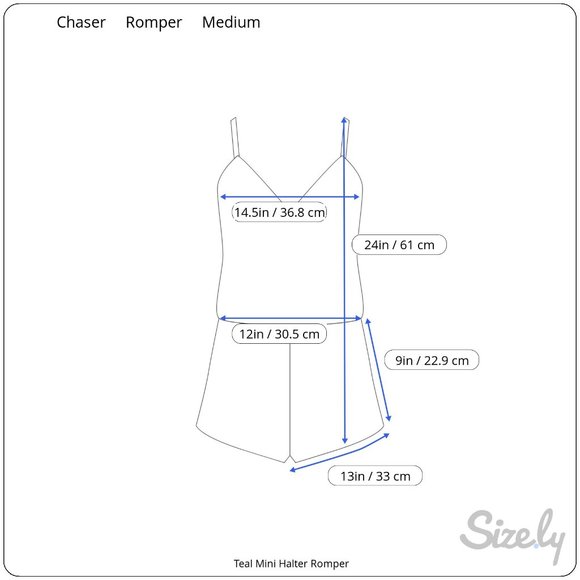 CHASER Teal Halter Drape Back Mini Romper Size Medium - Picture 16 of 16